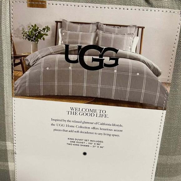 Ugg Callie Washed Yarn Dyed 3 Pc Duvet Cover Set King Bedding Seal Gray - Picture 1 of 3
